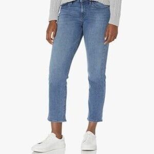 Daily Ritual Girlfriend Jeans Womens Plus 32 Blue Straight Leg Stretch Cropped